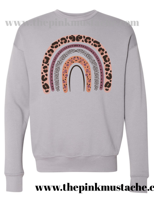 BELLA CANVAS Leopard Rainbow Sweatshirts/ Unisex sized Sweatshirts/ DTG printed Sweatshirts