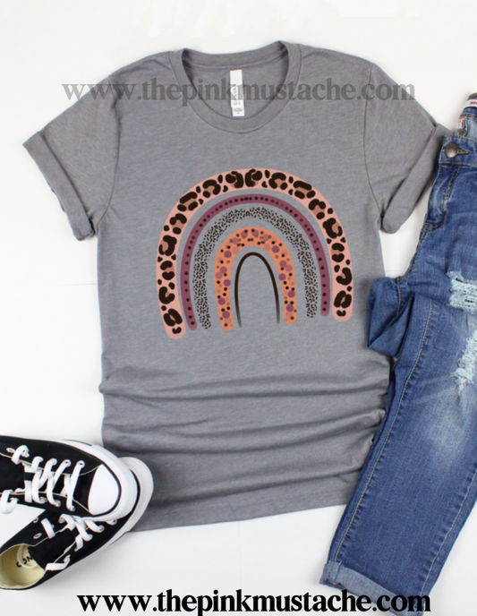 Leopard Animal Print Rainbow Bella Canvas Shirt / Unisex sized Tees/Youth and Adult Sizing