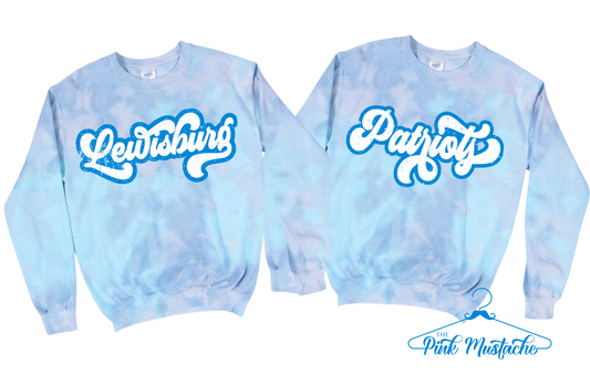 Tie Dye Dream Sweatshirt/ Customizable ANY School /Patriots Retro Sweatshirt / School Mascot Sweatshirts