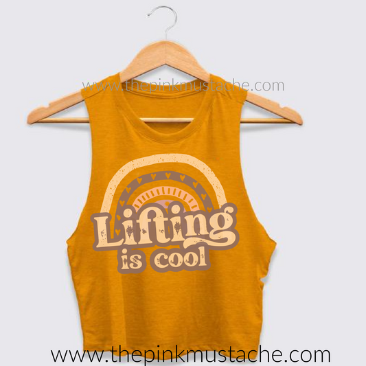 Lifting Is Cool Retro Crop Crossfit Tank Top - Ladies Cropped Tanks - Bella Canvas Muscle Tanks