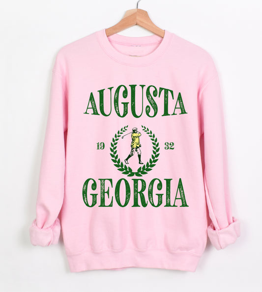 Baby Pink Augusta Georgia Golf Sweatshirt/ Unisex Golf Sweatshirt