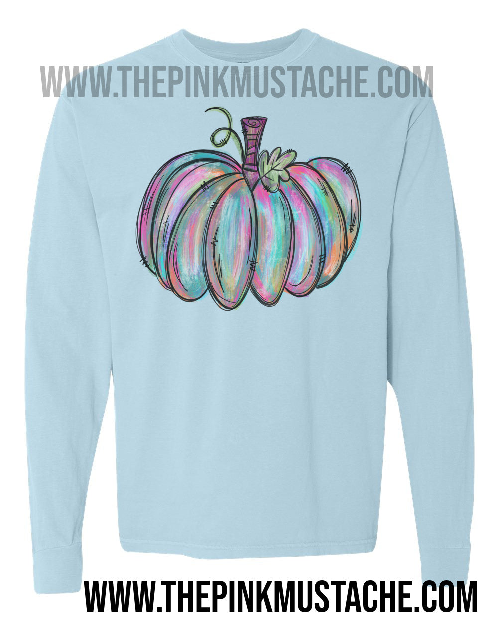 Long Sleeved Fall Hand Painted Pumpkin Watercolor Tee/ Hello Fall Shirts Youth and Adult Shirts /Fall Style/ Comfort Colors