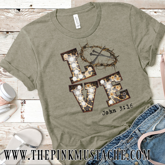 Love John 3:16 Tee / Love Marquee Cheetah Crown Of Thorns T-Shirt/ Mommy and Me