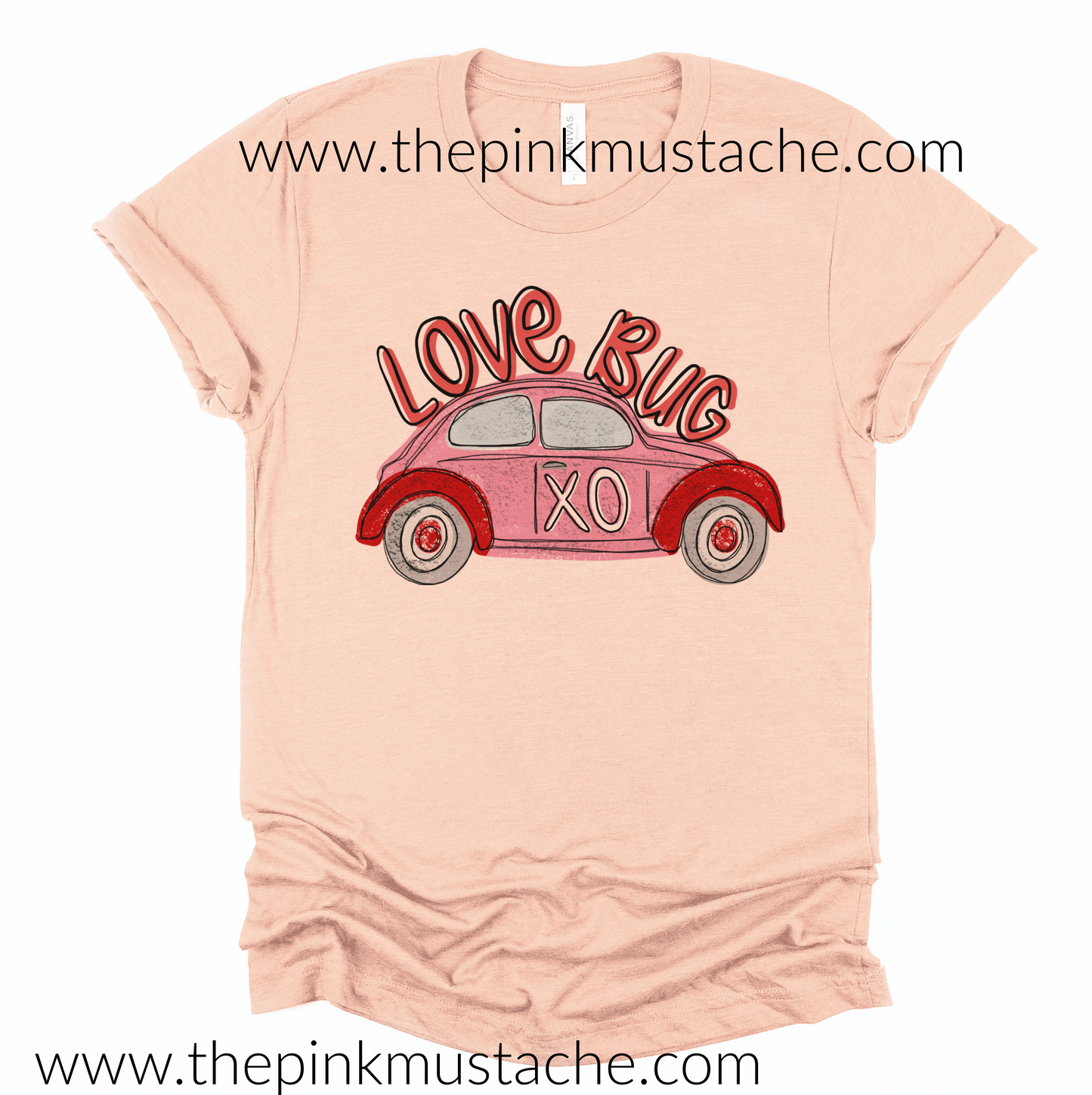 Love Bug Valentines Day Toddler, Youth, and Adult Bella Canvas Soft Style Tee - Boutique Bella Canvas Shirt