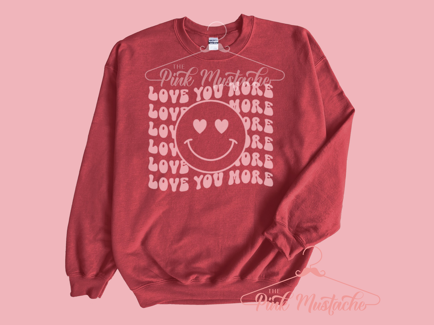 Love You More Retro Smiley Heart Unisex Sweatshirt/  Valentine's Sweatshirt/ Valentines Day Sweater/ Youth and Adult Sizes Available