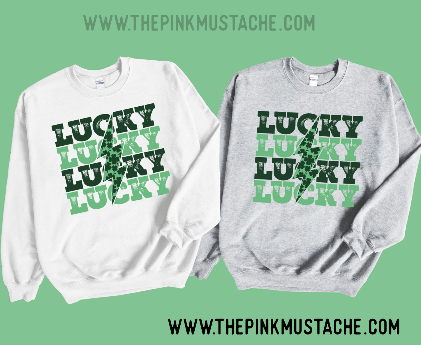 Lucky Lightning Bolt St. Patricks Day Sweatshirt / St Patty's Day Sweater/  Youth and Adult Sizes