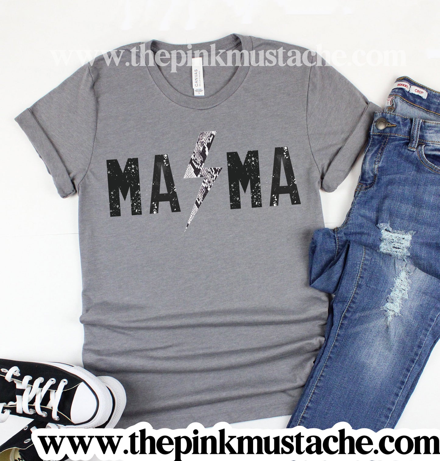 Mama Lightning Bolt T-Shirt /Bella Softstyle Storm Gray Tee / Southern Tee/ Mother's Day Shirt / Mother's Day GIft