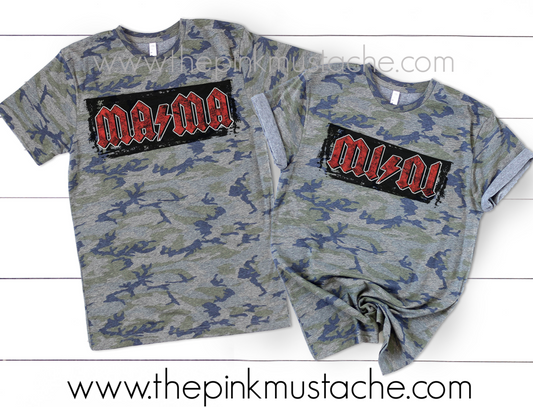 Mama Mini Rocker Camouflage Tees / Matching Mommy and Me Camo Rocker Tees / Mama Mini Tees /