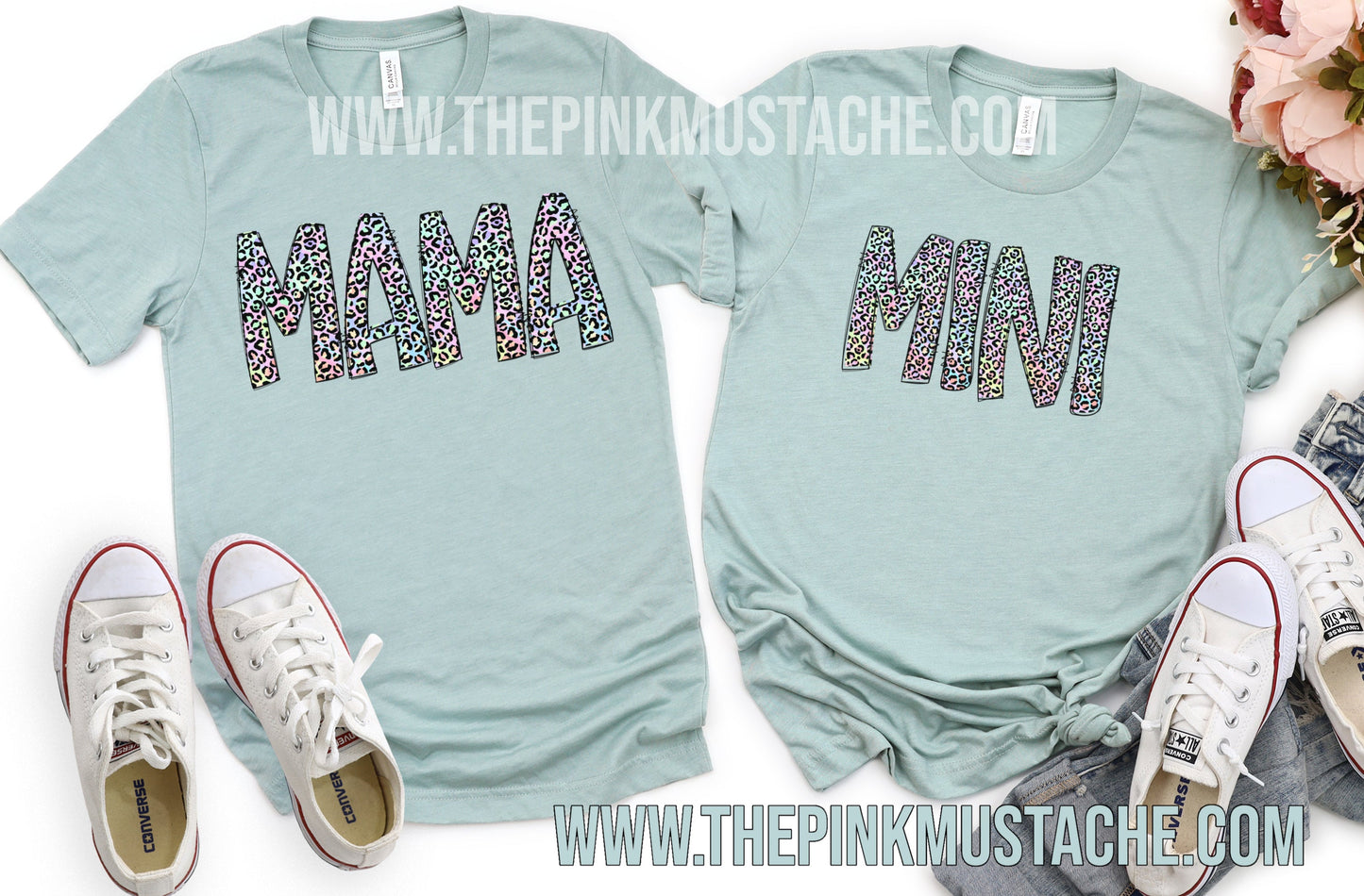 Leopard Mama Mini Tees /Mommy and Me Matching Tee/Bella Canvas Youth and Adult Sizing Available