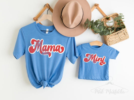 Patriotic America Mama Mini USATees /Mommy and Me Matching Tee/Bella Canvas Youth and Adult Sizing Available