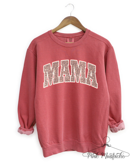 Comfort Colors Crimson Leopard Mama Quality Sweatshirt - Sizes and Inventory Limited