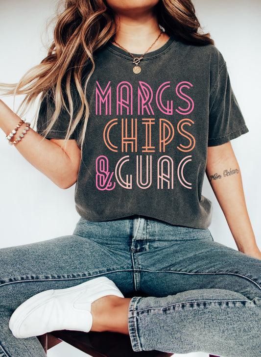 Comfort Colors Margs Chips and Guac Tee/ Mineral Washed Shirt/ Cinco De Mayo