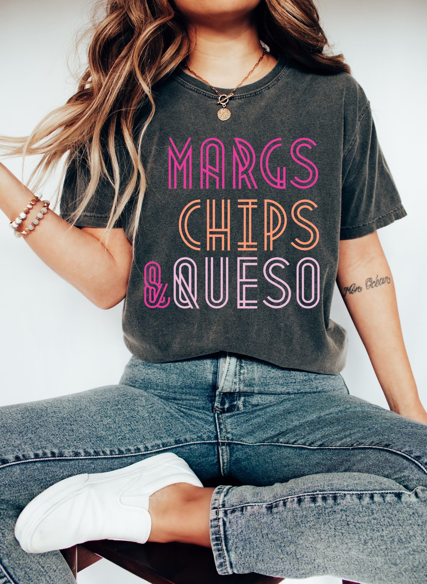 Comfort Colors Margs Chips and Queso Tee/ Mineral Washed Shirt/ Cinco De Mayo