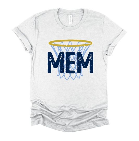 MEM Basketball Hoop Tee/ Toddler, Youth, and Adult Sizes