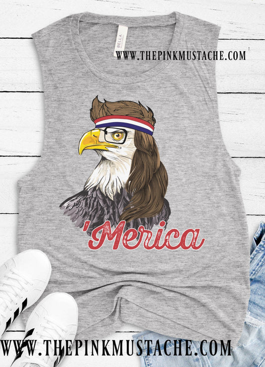 4th Of July Merica Tank Top / Memorial Day Tank / Eagle With Mullet
