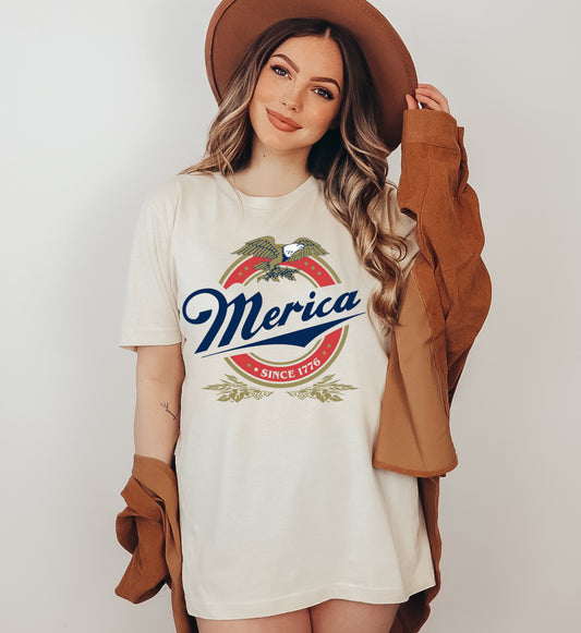 Comfort Colors or Soft Bella Canvas Merica Beer Tee/ 'Merica Since 1776