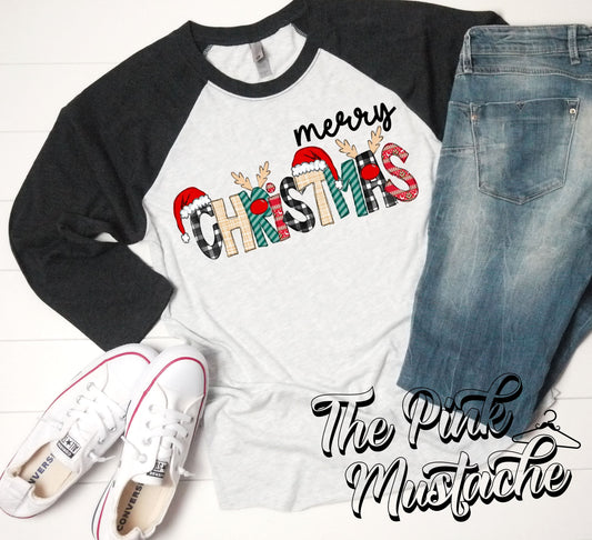 Merry Christmas Reindeer Fun Alphabet Shirt- Toddler (2T - 5T) - Youth (S-L) - And Adult (S - 3XL)