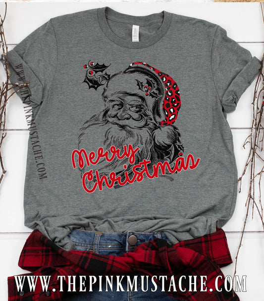 Family Merry Christmas Vintage Santa Shirt/ Short Sleeve Softstyle Tees / Toddler, Youth, and Adult sizing