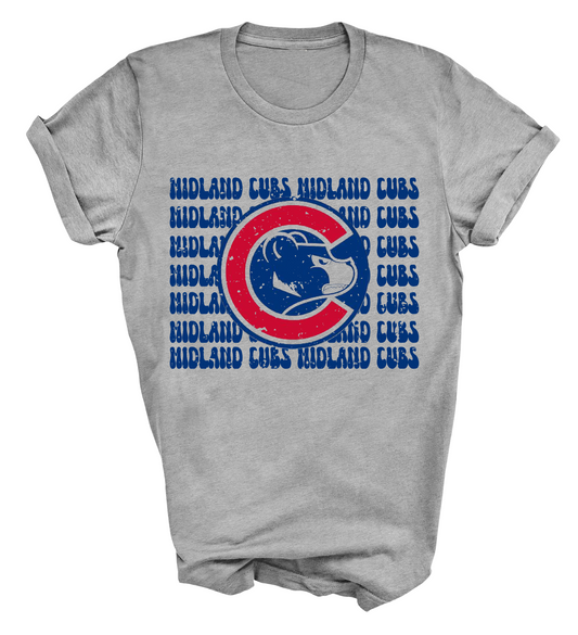 Midland Cubs Soft Style Tee/ Front and Back Printing - Logo Retro Print