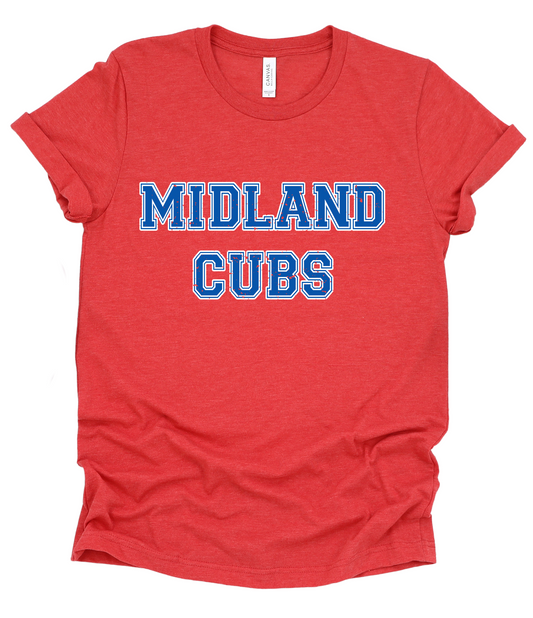 Midland Cubs Soft Style Tee/ Front and Back Printing - Block