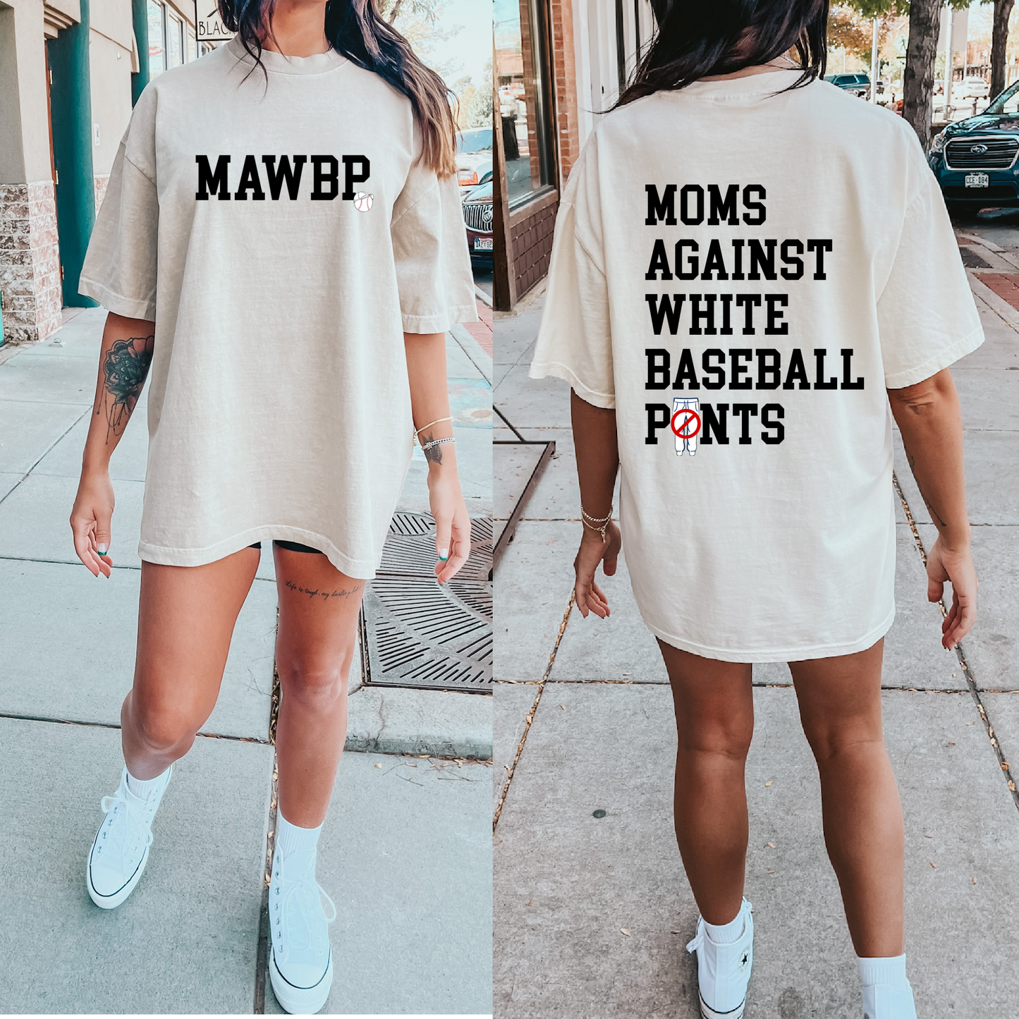 Front/Back Comfort Colors or Bella Canvas Moms Against White Baseball Pants Tee/ Baseball Mom Shirt