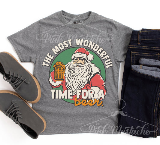 Mens Unisex Christmas Most Wonderful Time For a Beer Tee/ Mens Christmas Shirt/ Mens Christmas Gift