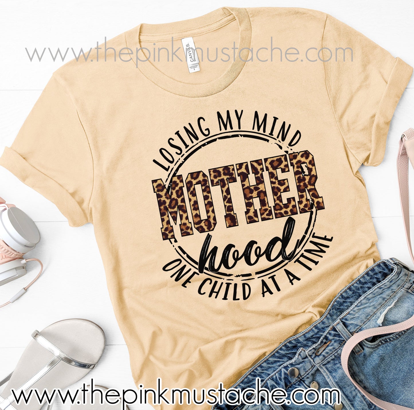 Motherhood, Losing My Mind One Child At A Time - Funny Mom Shirt - Layering Graphic T-Shirt