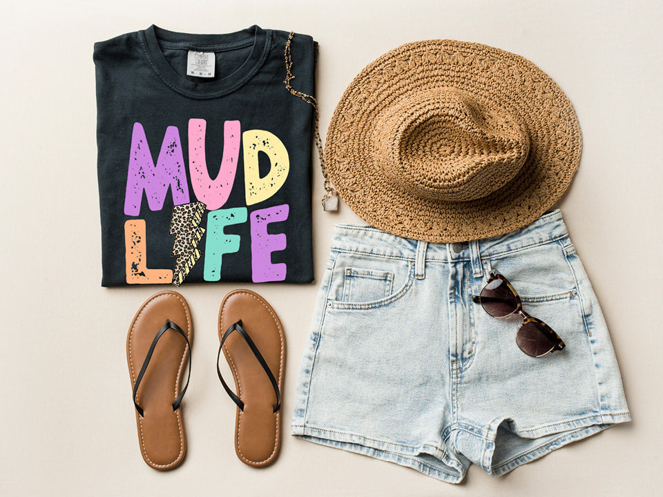 Soft Style Mud Life Lightning Print Summer Tee / Toddler, Youth, and Adult Sizes