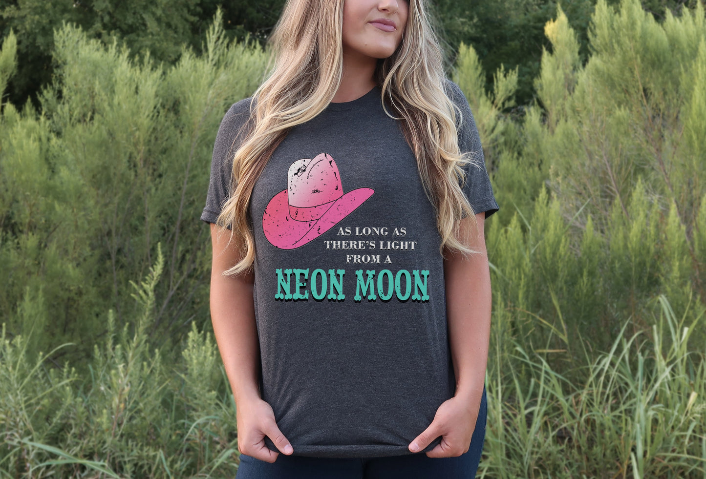 As Long As There's Light From A Neon Moon Tee /Vintage Country Style Shirt / Rocker Vintage Bella Tee