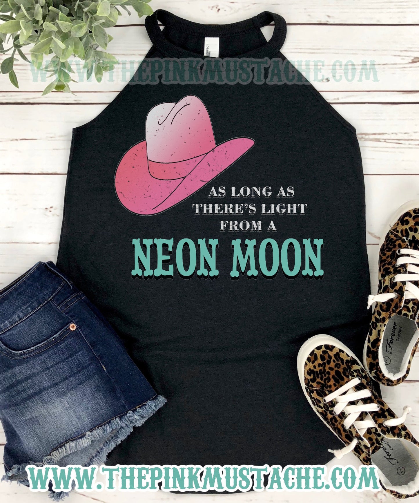 As Long As There's Light From A Neon Moon /Vintage Country Style District Tank Top / Rocker Vintage Tank