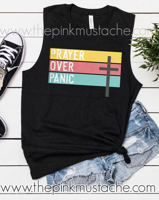 Prayer Over Panic Tee, Racerback Tank, or Muscle Tank/ Religious Prayer for the World Bella Canvas Shirt / Mommy and Me/ Covid-19/ Coronavirus