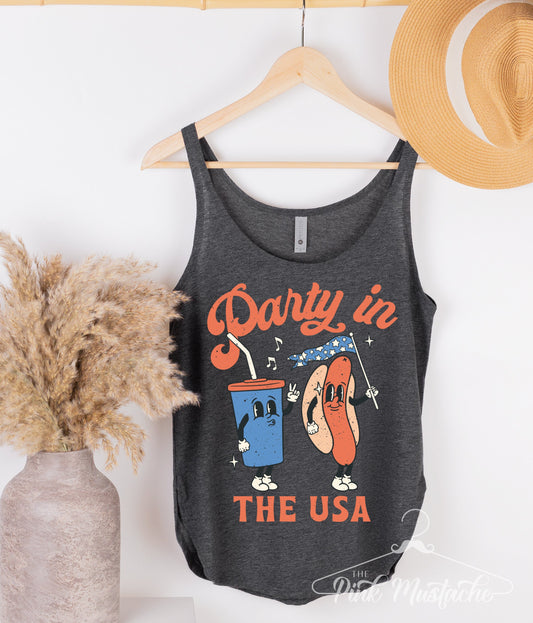 Party In The USA tanks/ July 4th Youth and Adult Tank / Memorial Day July 4th Tee/ Retro Style Shirt