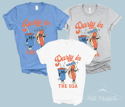 Party In The USA tee/ July 4th Toddler, Youth, and Adult Shirt / Memorial Day July 4th Tee/ Retro Style Shirt