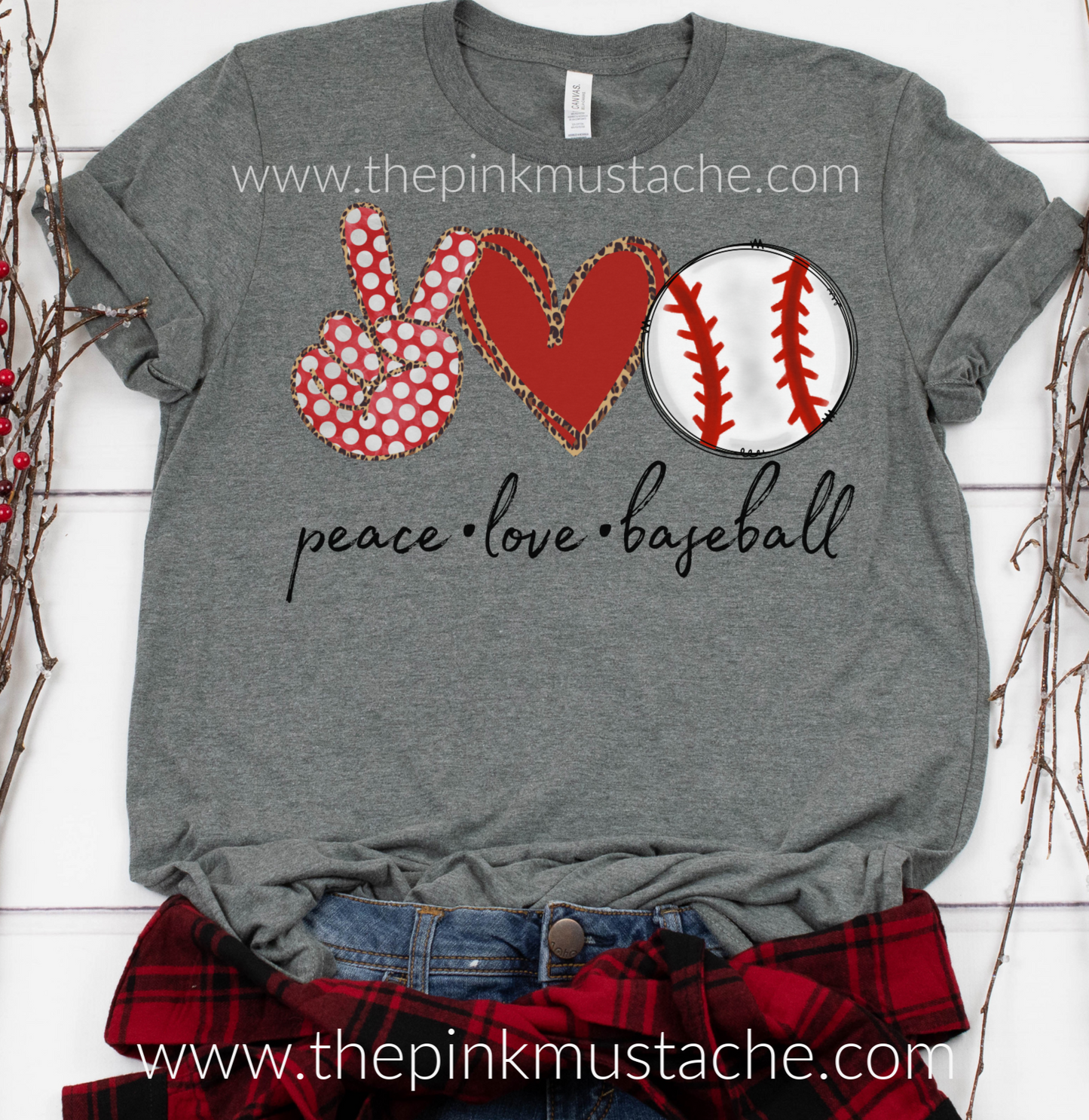 Peace Love Baseball Tee / Baseballl T-Shirt / Baseball Spirit Wear