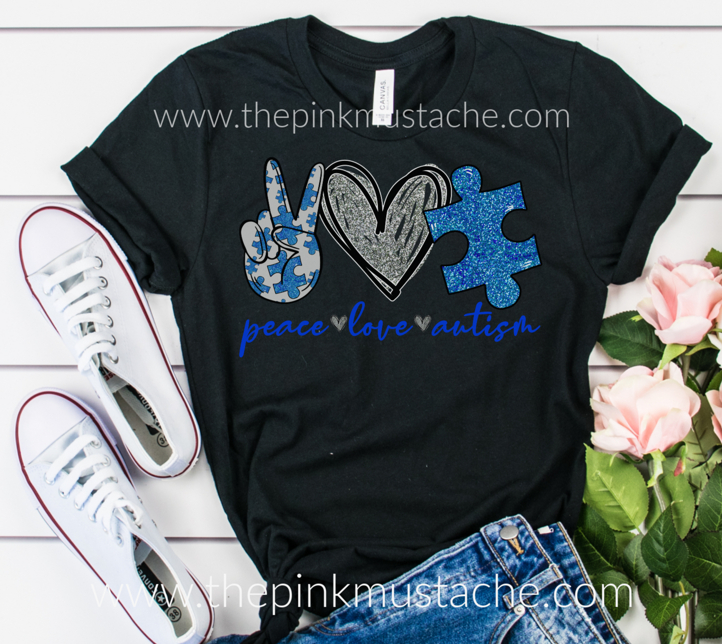 Peace Love Autism Tee / Unisex Sized Autism Awareness T-Shirt