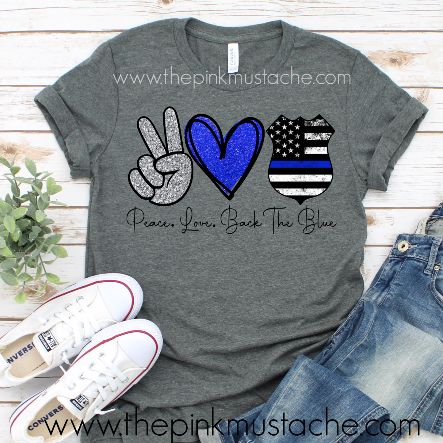 Peace Love Back The Blue Tee / Police Officer Tee/ Youth and Adult Sizes Available