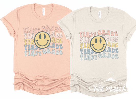Smiley Retro Any Grade Tee/ Teacher Shirts/ Student Shirts/ Multiple Colors