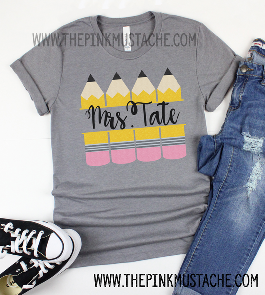 Custom Monogram Printed Teacher Tees/ DTG Printed Bella Canvas Tees / Personalized Teacher Shirts