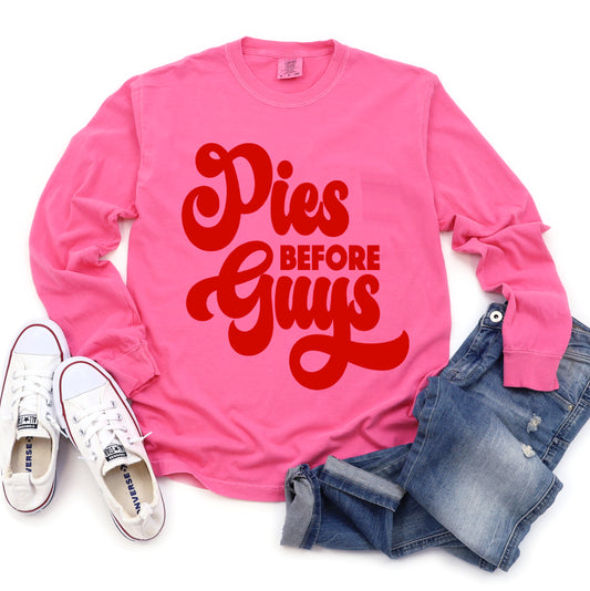 Comfort Colors Long Sleeved Pies Before Guys Tee -  Adult Sizes - Thanksgiving Shirt