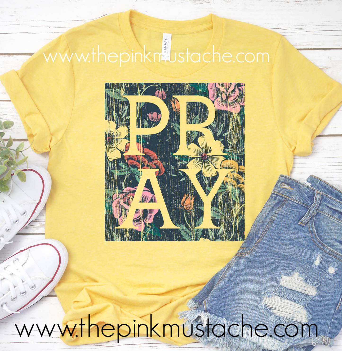Pray Tee / Yellow Pray Floral Bella Canvas Shirt / Mommy and Me