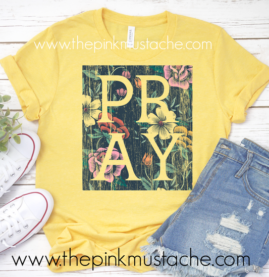 Pray Tee / Yellow Pray Floral Bella Canvas Shirt / Mommy and Me