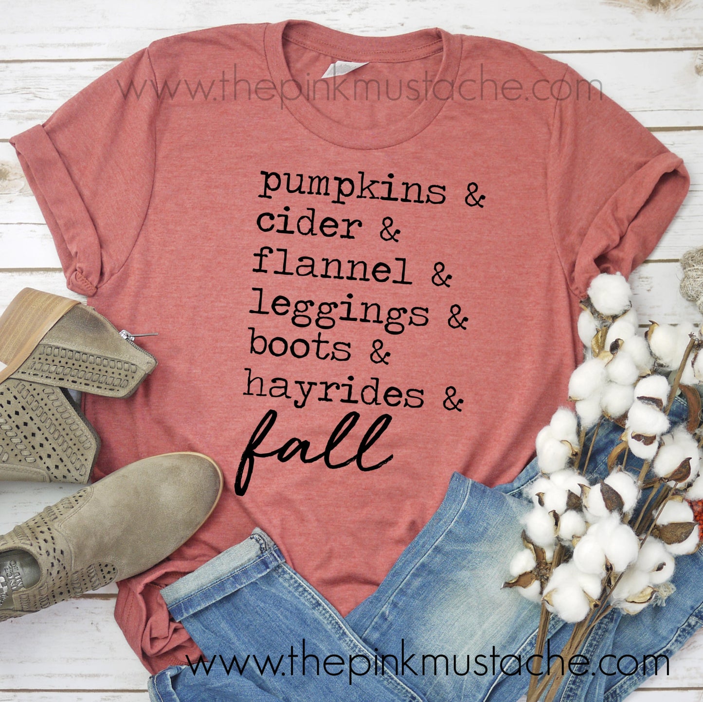 Pumpkins, Cider, Hayrides, Leggings, Boots, Flannel - FALL words Tee/ Bella Canvas / Fall Layering Tee / Teachers Tee