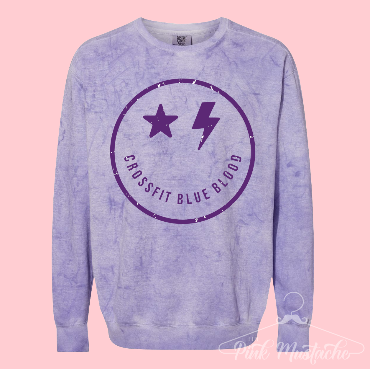 Purple Comfort Colors Colorblast CFBB Smiley Crossfit Blue Blood Sweatshirt