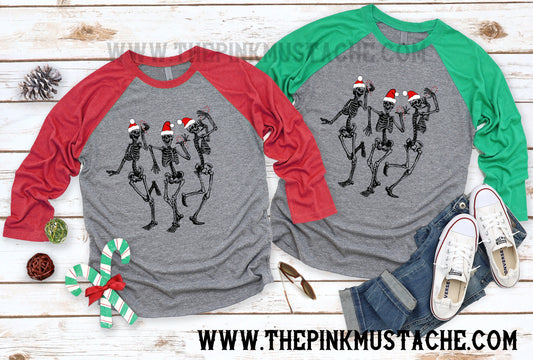 Dancing Skeletons Christmas Raglan / Christmas Boutique Graphic Raglan