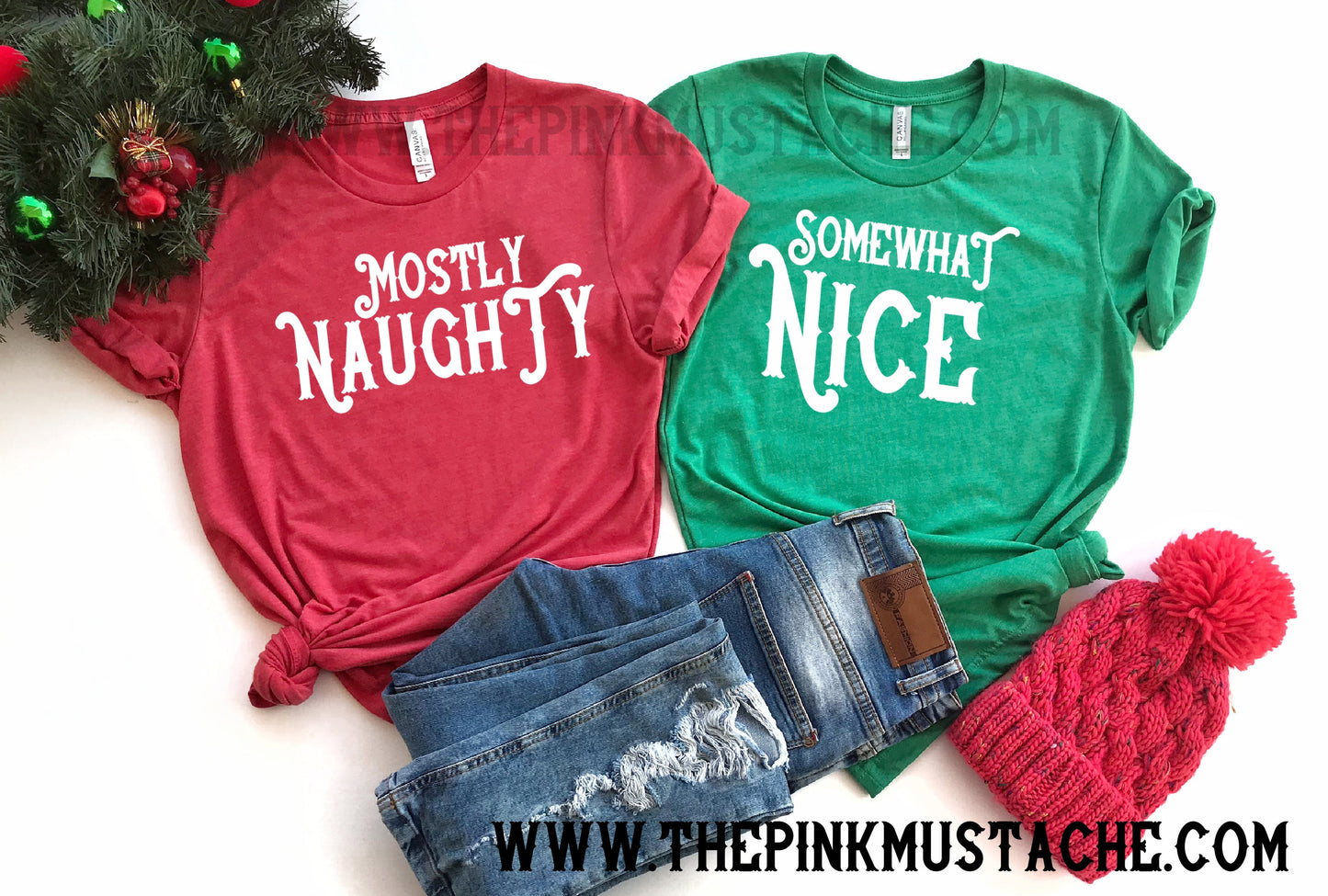 Mostly Naughty Somewhat Nice - Funny Matching Shirts / Couple Matching Tees / Friend Christmas Shirt