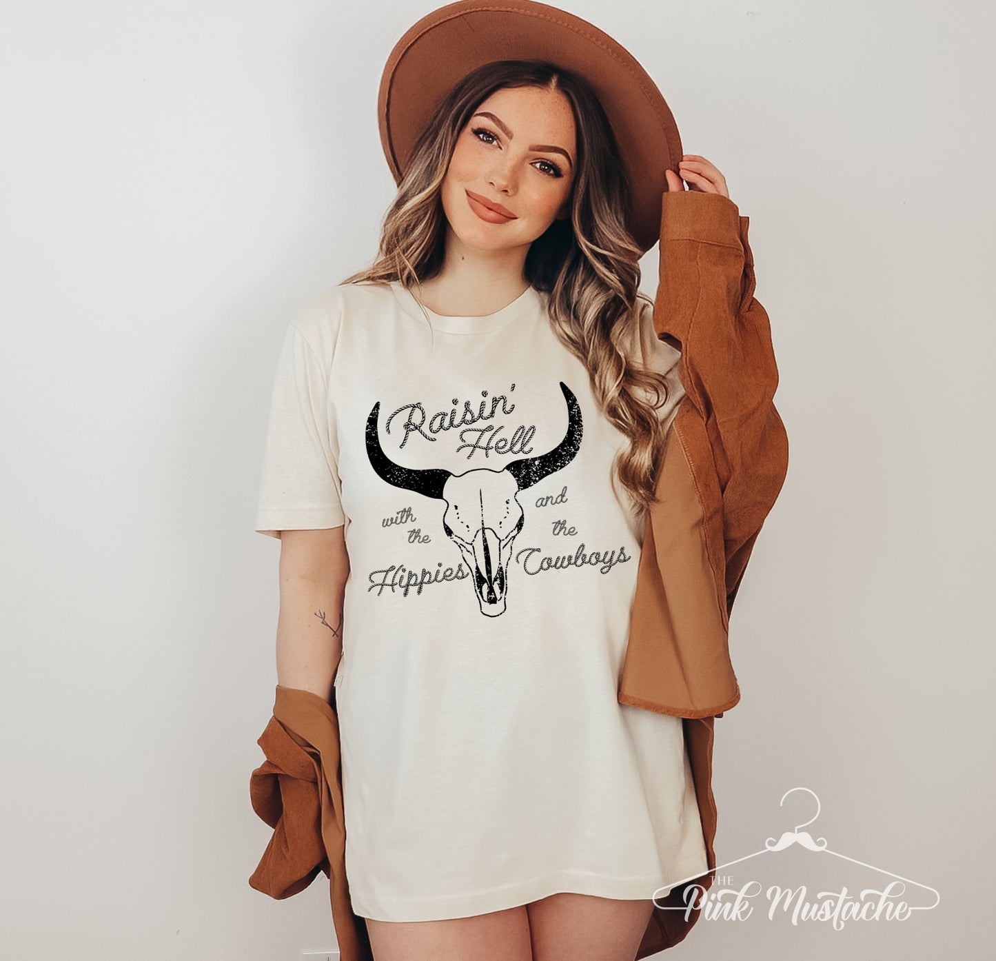 Soft Style Raisin' Hell with the Hippies and Cowboys Western Style Tee/ Youth and Adult Sizes