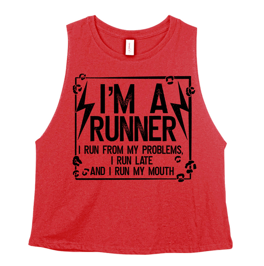 I'm a Runner Funny Workout Cropped Tank/ Gifts for Her/ Funny Tank Top/ Adult Sizes Available