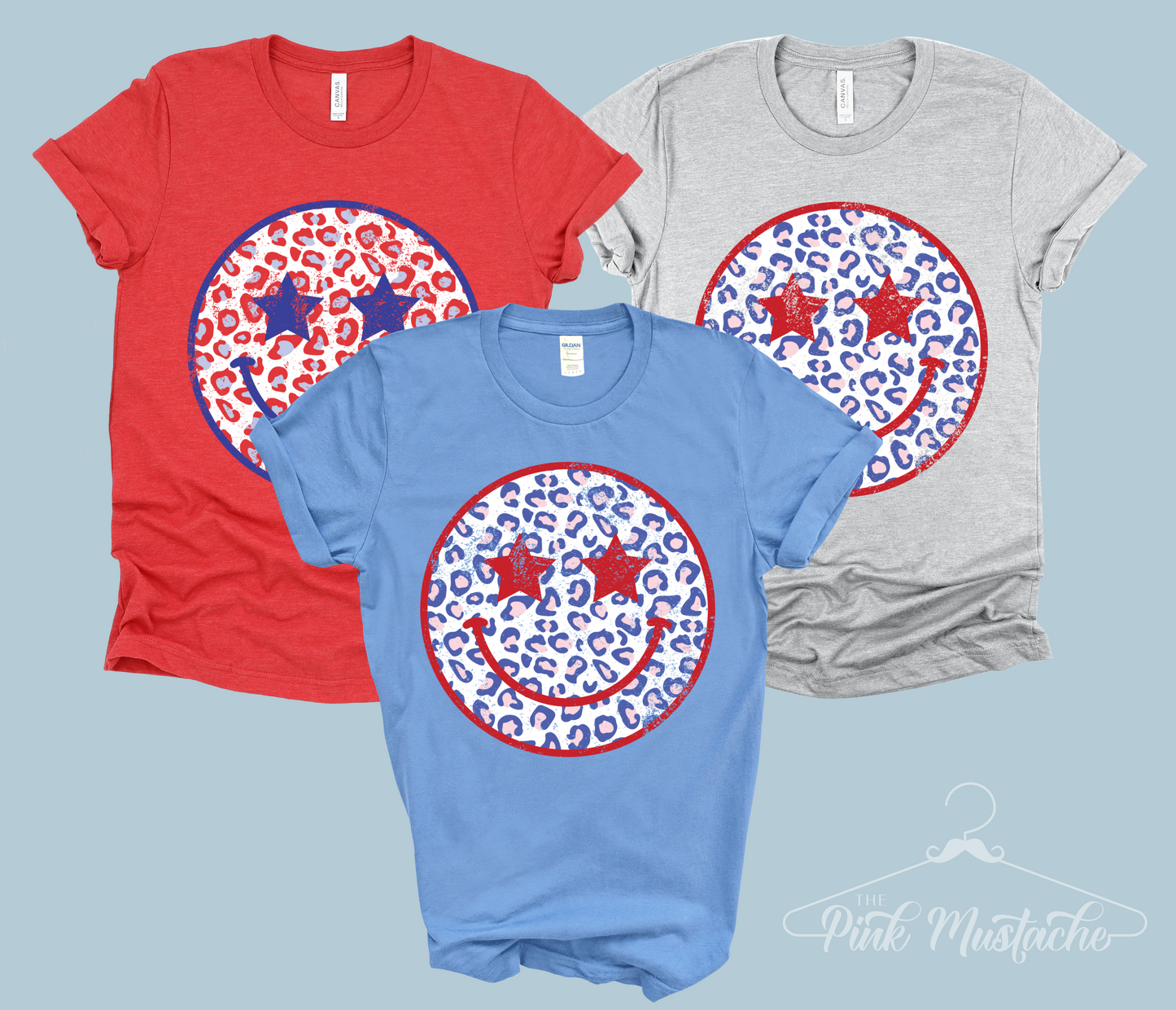 USA Leopard Smiley July 4th Toddler, Youth, and Adult Shirt / Memorial Day July 4th Tee/ Retro Style Shirt