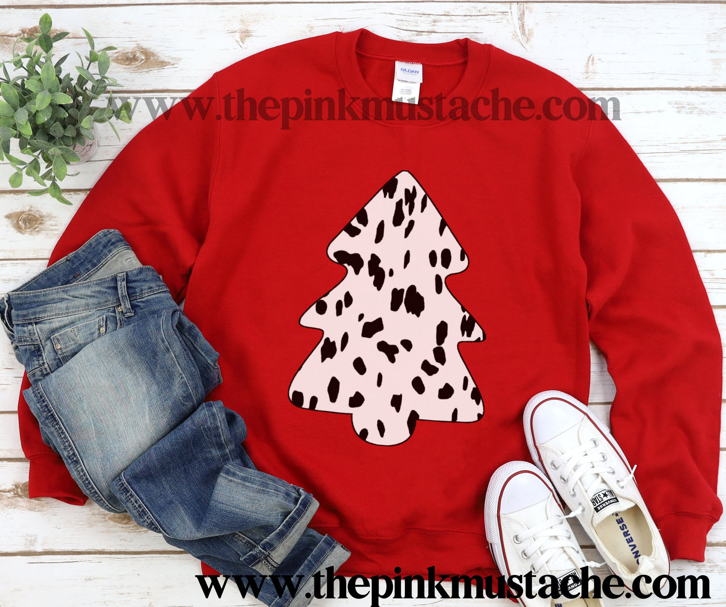 Dalmatian Christmas Tree Sweatshirt - Filled Christmas Tree Dalmatian Print Sweatshirt/ Toddler, Youth, and Adult / Christmas Sweater