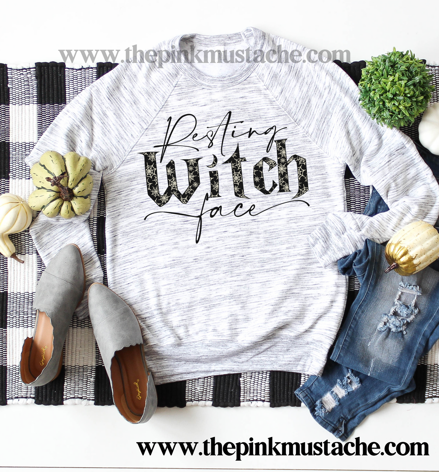 Resting Witch Face Halloween Bella Canvas Sweatshirt - Boutique Bella Canvas Sweatshirt